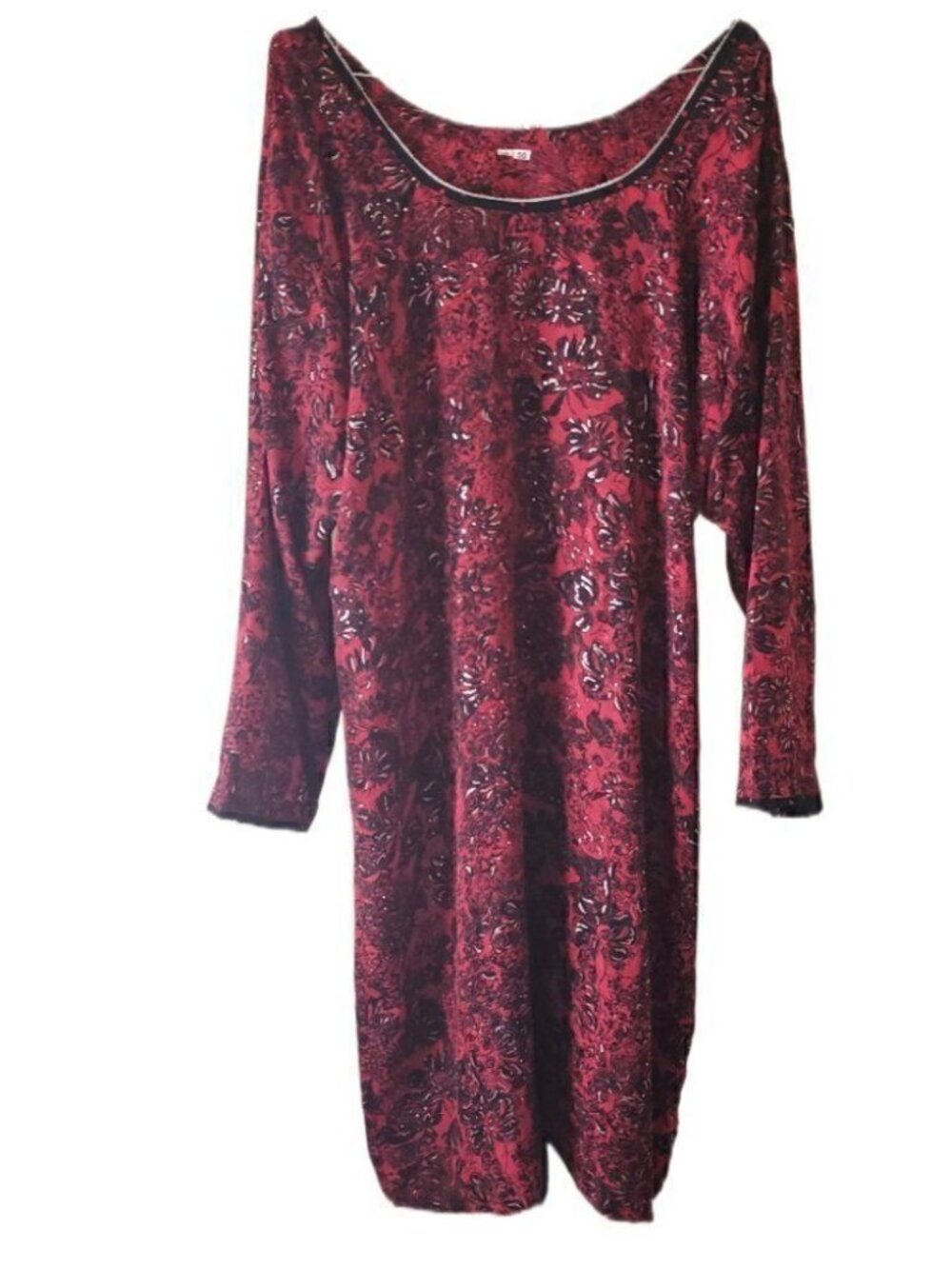 Beautiful Red Floral with Silver Embellishments Women's Kaftan